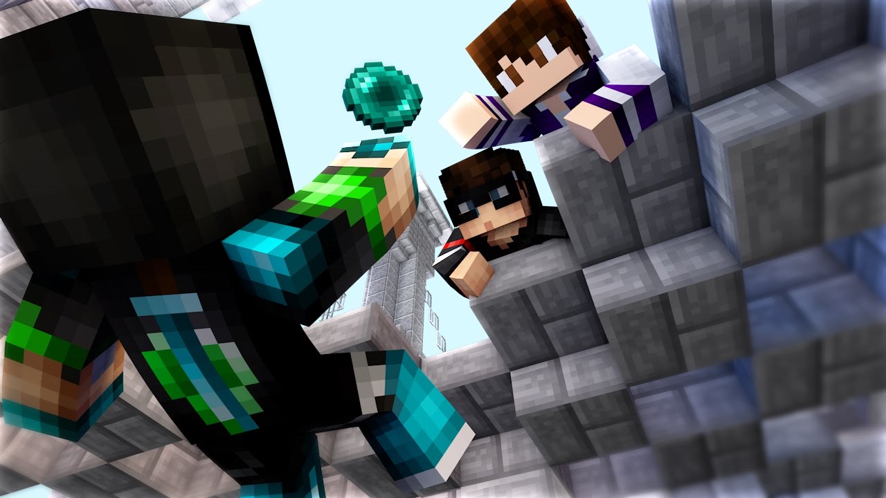 CLUTCH ENDER PEARL FAIL! in Minecraft Hypixel SKYWARS w/ Grapeapplesauce & Huahwi