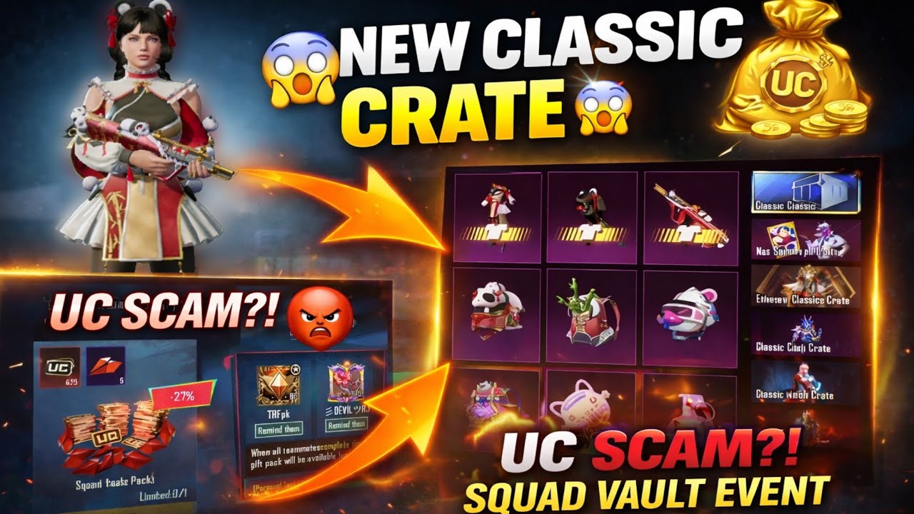 😱Bgmi Squad Vault Event Scam 🔥 New Classic Crate Opening | Bgmi New Classic Crate | Uc Event Scam