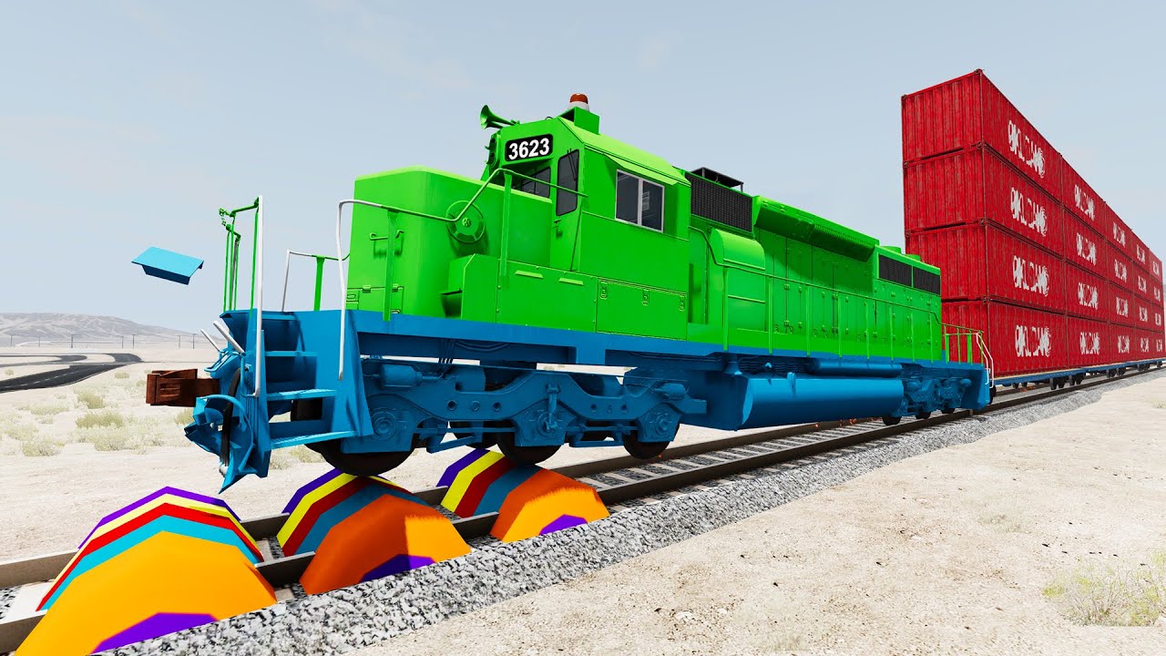 Trains Vs Speed Bumps #39 - Beamng.Drive