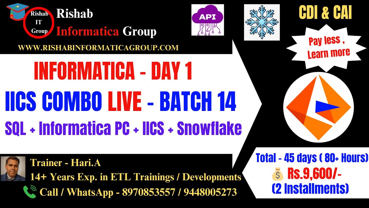 Day 1 – Batch 14 | Informatica IICS Combo Training | SQL + PowerCenter + IICS + Snowflake |