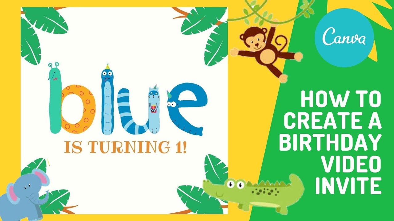 Easy Birthday Video Invitation Using Canva | Safari Birthday Party | Free Mobile App Tutorial