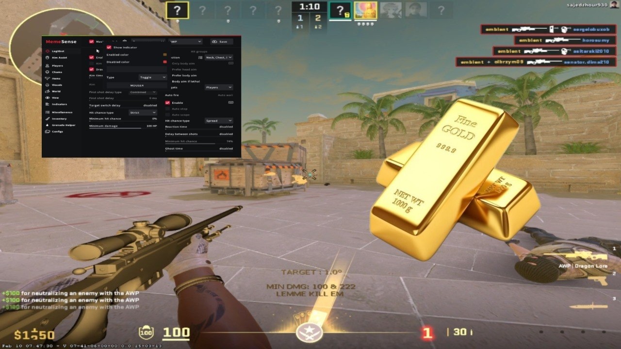 #cs2 ✨GOLDEN HYBRID CFG ✨ | memesense.gg | claim free cfg in discord