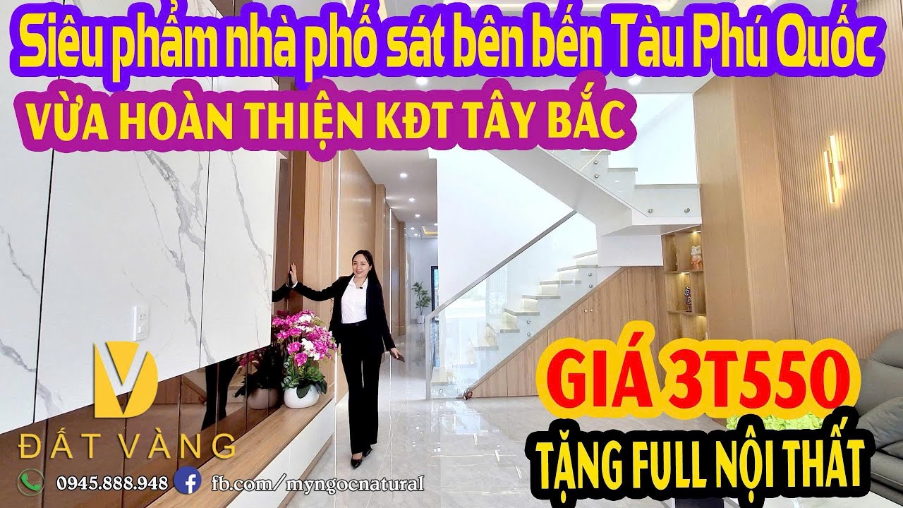 Mặt tiền nhà phố Tây Bắc sát bên bến tàu Phú Quốc. 3t550 tặng full nội thất. Hoàn công