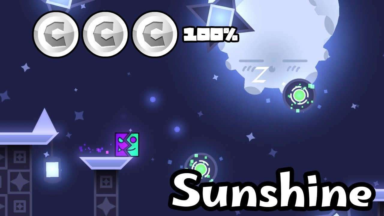 Beating sunshine geometry dash, 3 coins 