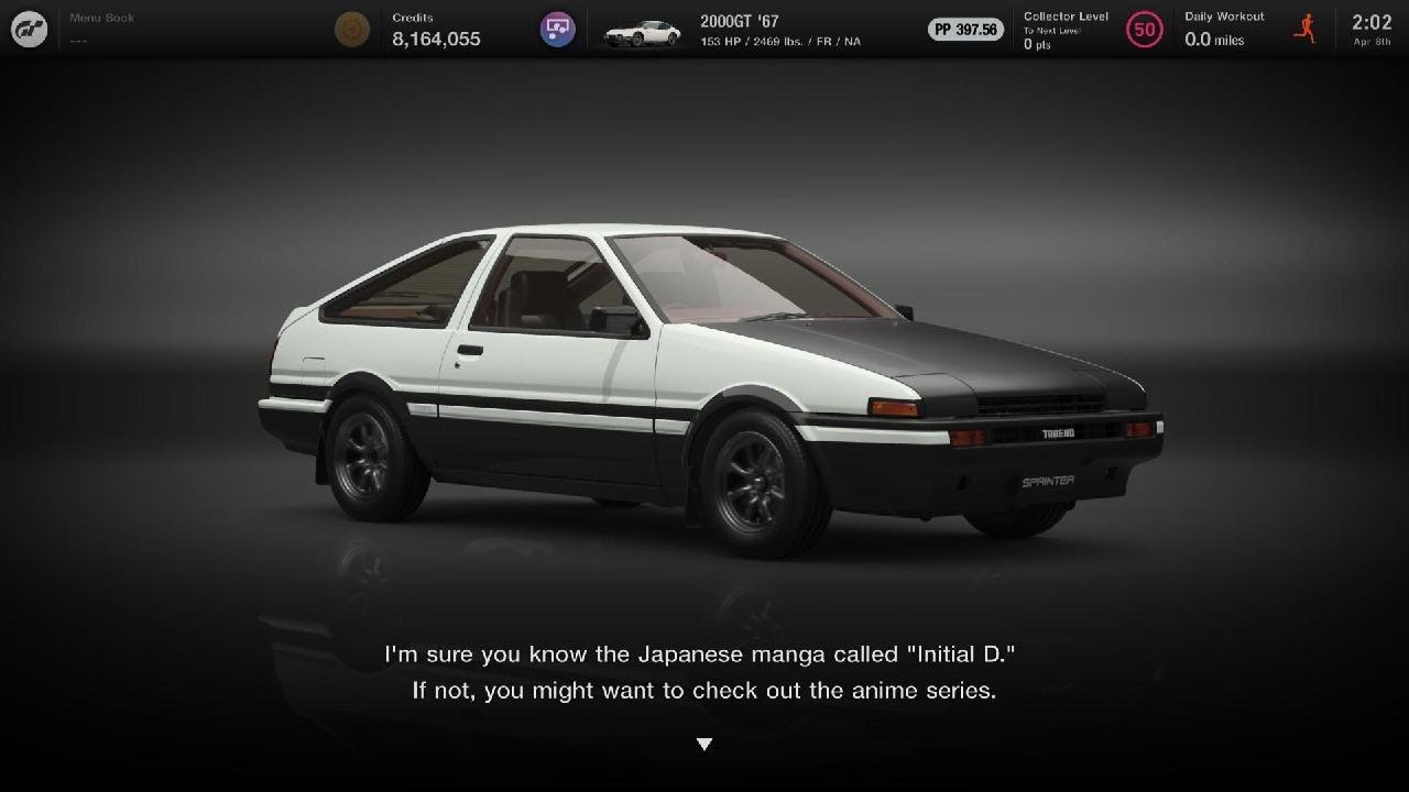 GT7: Всё о Toyota Sprinter Trueno 1600GT APEX (версия S.Shigeno)