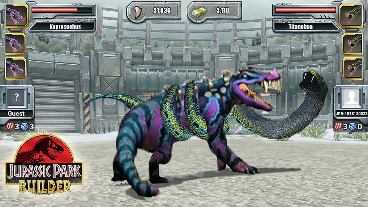 TITANOBOA VS KAPROSUCHUS - GLACIER TOURNAMENT || JURASSIC PARK BUILDER