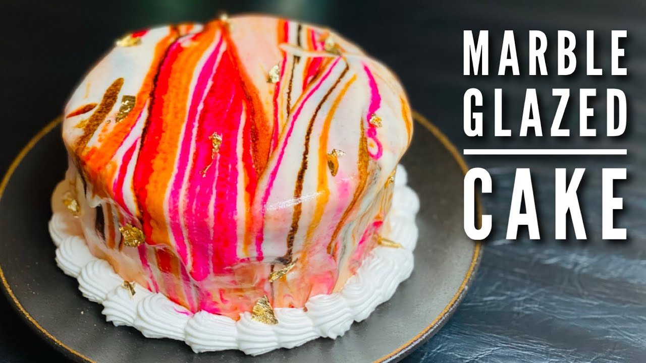Mirror Glaze Cake with Marble Effect Complete recipe | मिरर ग्लेज केक | Eggless Marble Glaze Cake