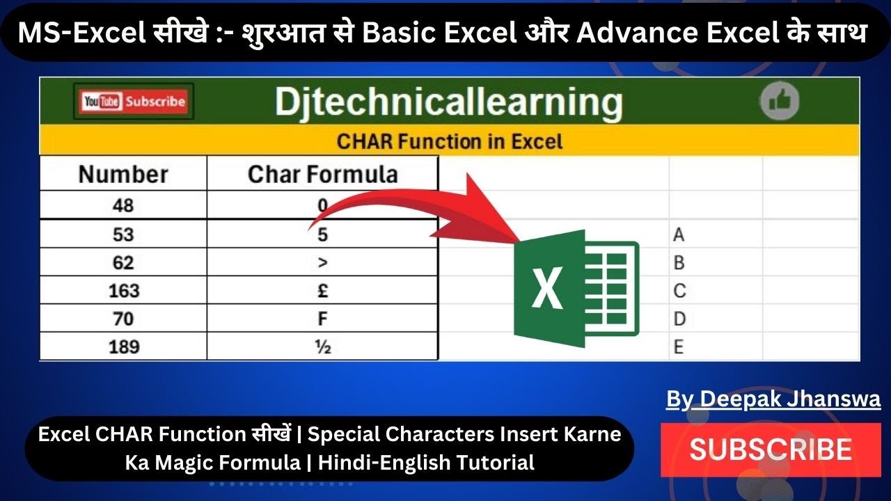 Excel CHAR Function सीखें | Special Characters Insert Karne Ka Magic Formula | Deepak Jhanswa Excel