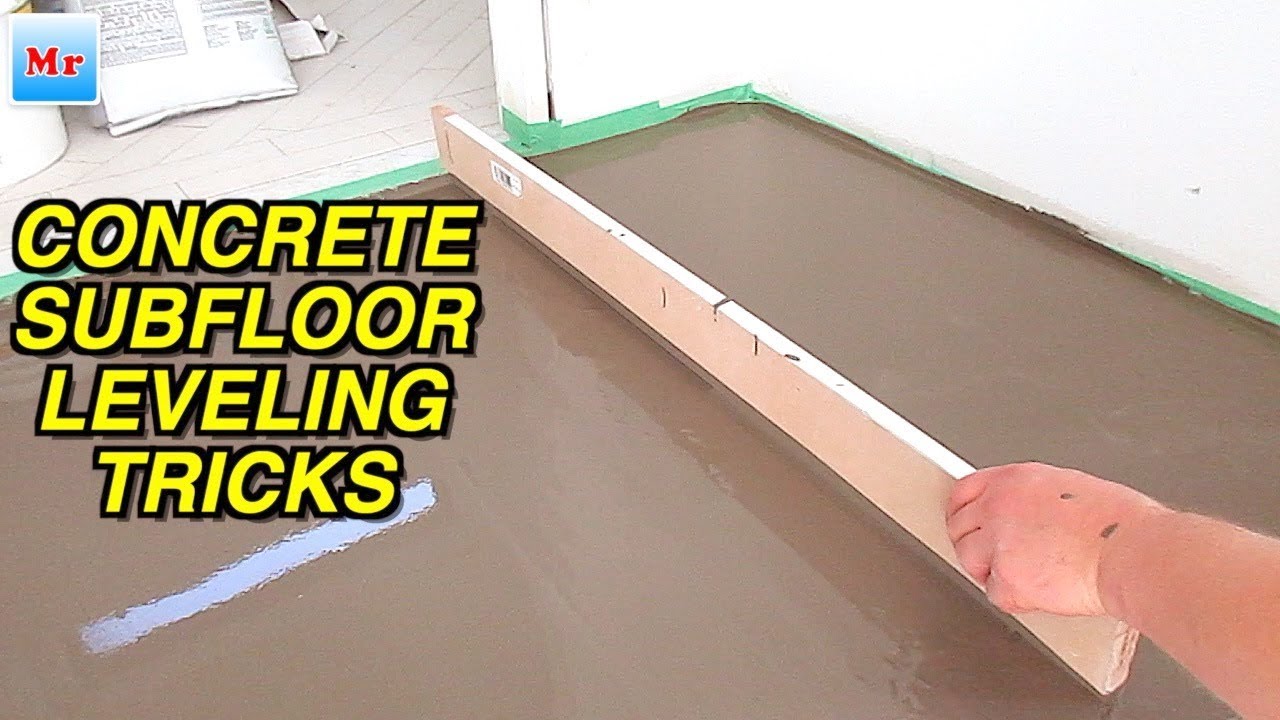 Concrete Floor Leveling Tricks with Baseboard Instead of Straight Edge