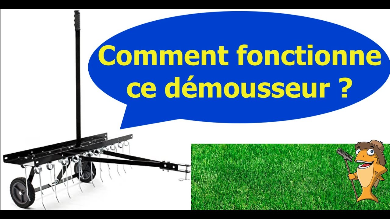 Aérateur et démousseur tracté pour jardin et pelouse. Le Poisson Qui Jardine