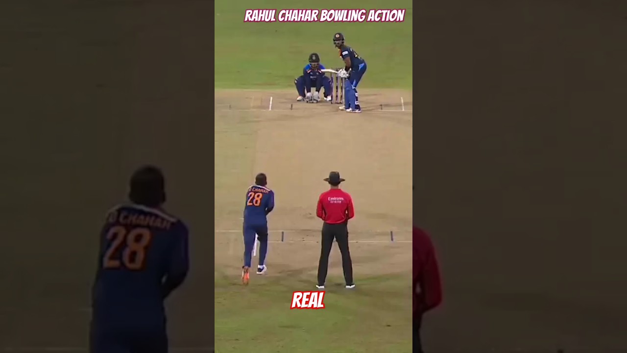 Rahul Chahar Real vs Game Bowling Action Real cricket 22 game playing Action 🔥🔥🔥💥
