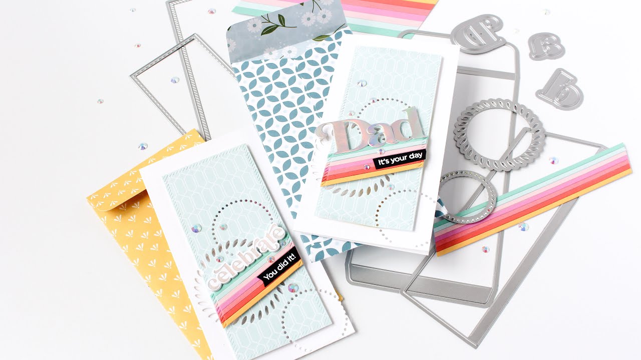 Continuous Die Cut Details   Mini Slimline Cards For Dads & Grads With Carissa Wiley