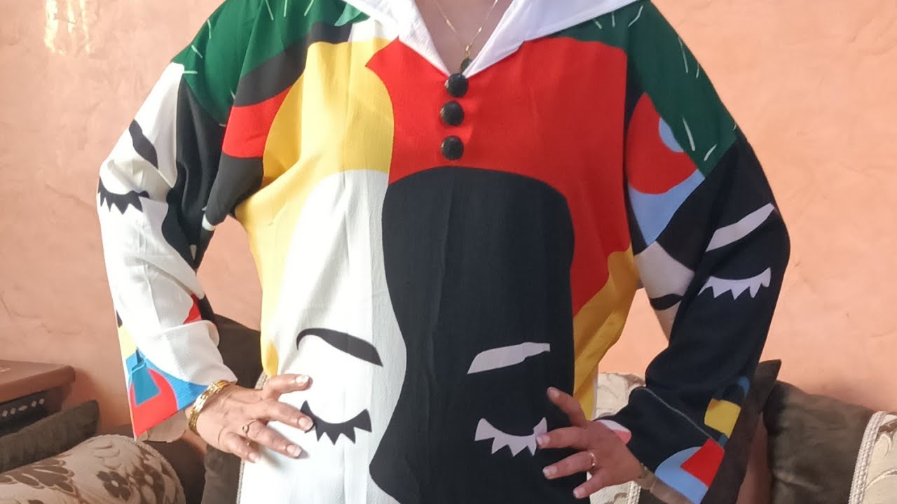 فصالة وطريقة خياطة جلابة كيمونو صيفية ، بلا سفيفة بالقب مغلف