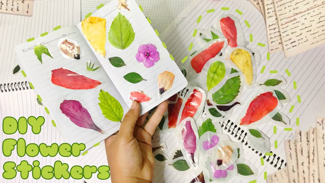DIY stickers using flowers and tape / طريقه عمل استيكرات بالزهور المجففه - It’s Esmeralda