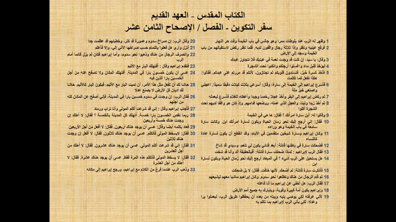 سفر التكوين 18 - الإصحاح الثامن عشر - د/مجدى نجيب - ابونا ابرام
