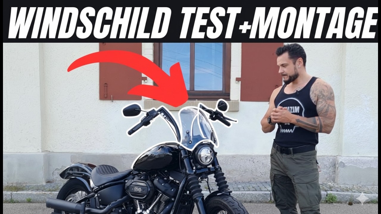 Harley Davidson Windschild Test + Montage Softail Street Bob Breakout