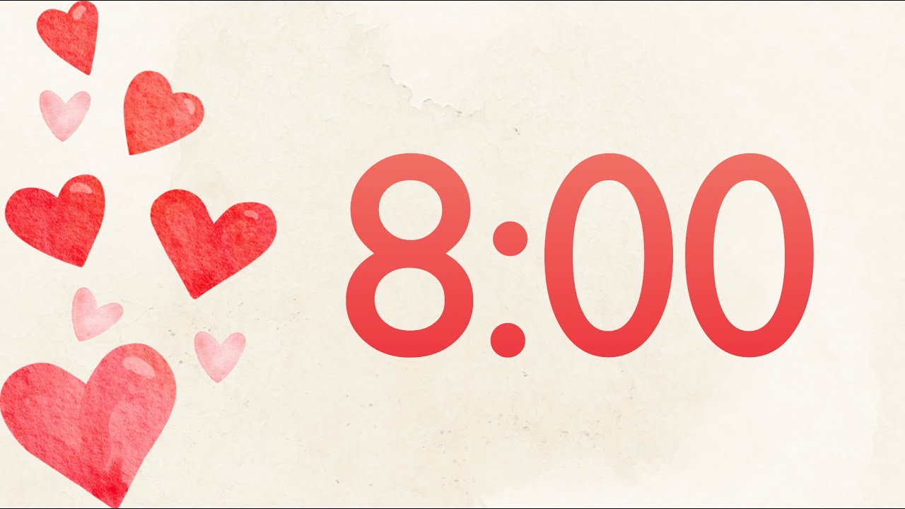 8 Minute Fun Valentine's Heart Timer (Harp Tones at End)