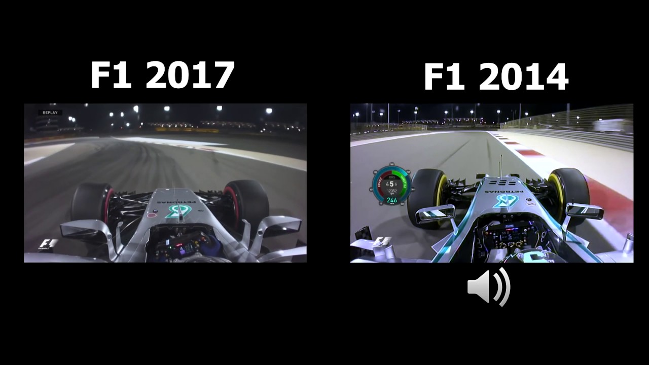 F1 2017 vs F1 2014 Comparison Sound New V6 Turbo MERCEDES vs old V6