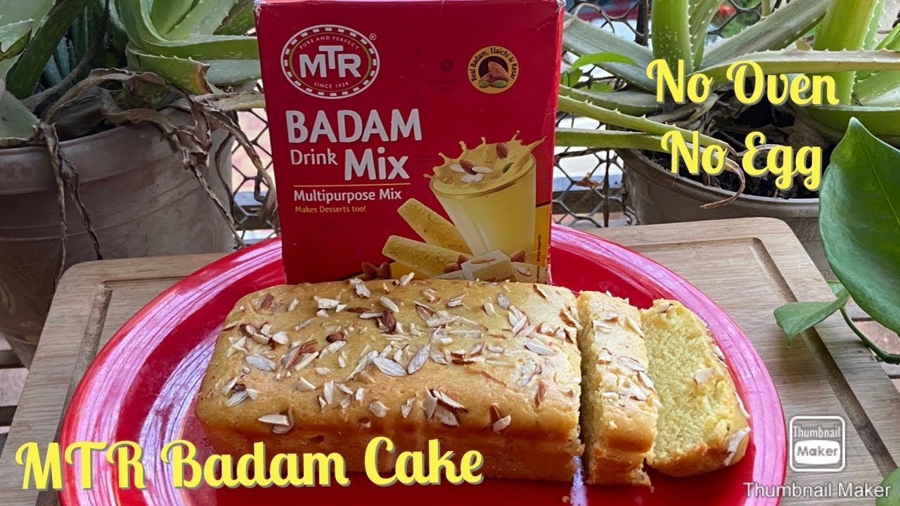 MTR Badam Drink Mix Recipe| MTR Badam Cake| No oven No Eggs | Soft Badam Cake | Almond Cake |