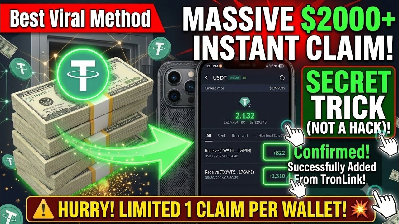 Free $2000 USDT Instant Claim Tutorial 🤑 (TronLink Wallet Secret Trick)