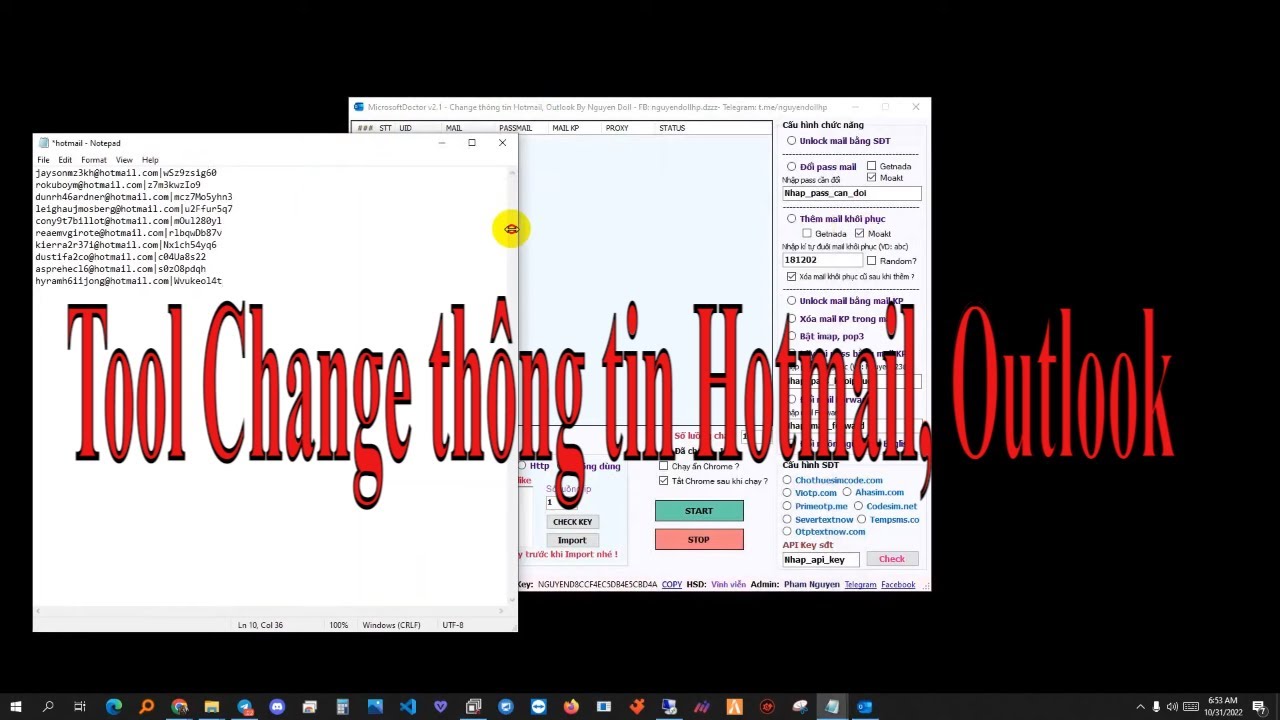 Tool Change th&ocirc;ng tin Hotmail, Outlook | Nguy&ecirc;n Doll
