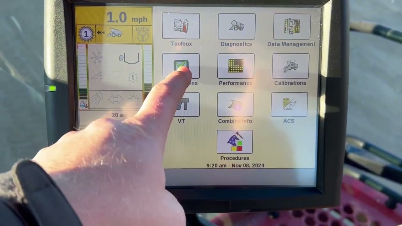 Pro700 guidance calibrations on a CASE IH combine