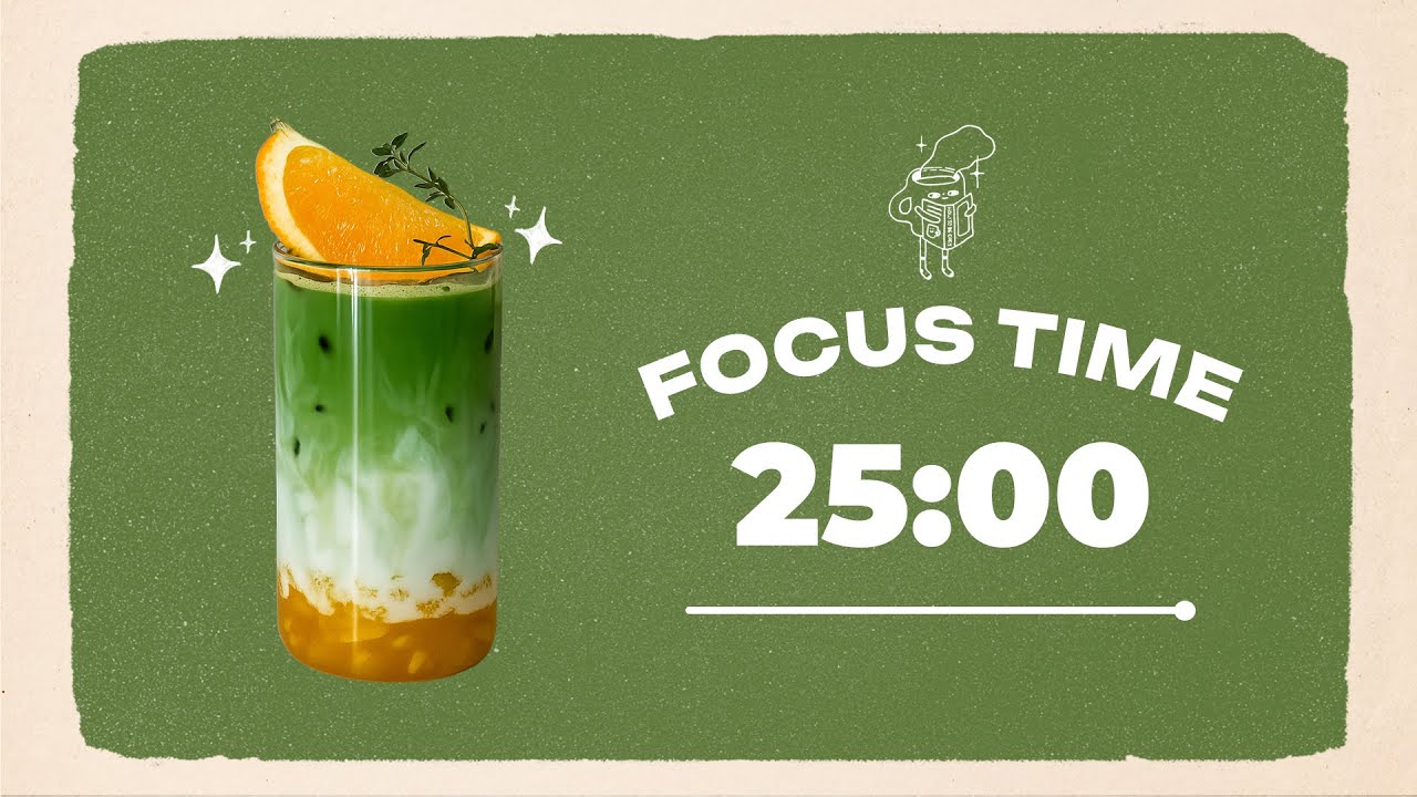 🍊 Study with Me | Fresh Orange Matcha Latte | 25/5 Timer | Chill Vibes 🎶 | 2 Hour Deep Work