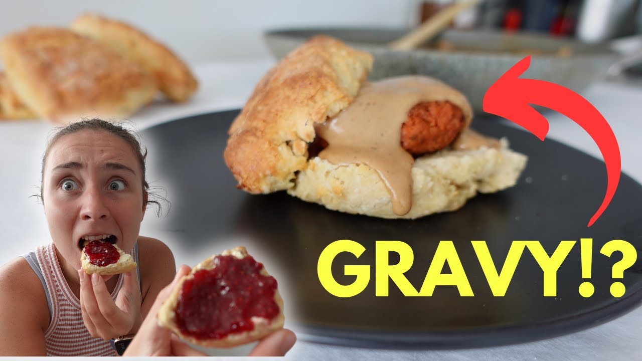 New Zealander tries biscuits and sausage gravy for the first time