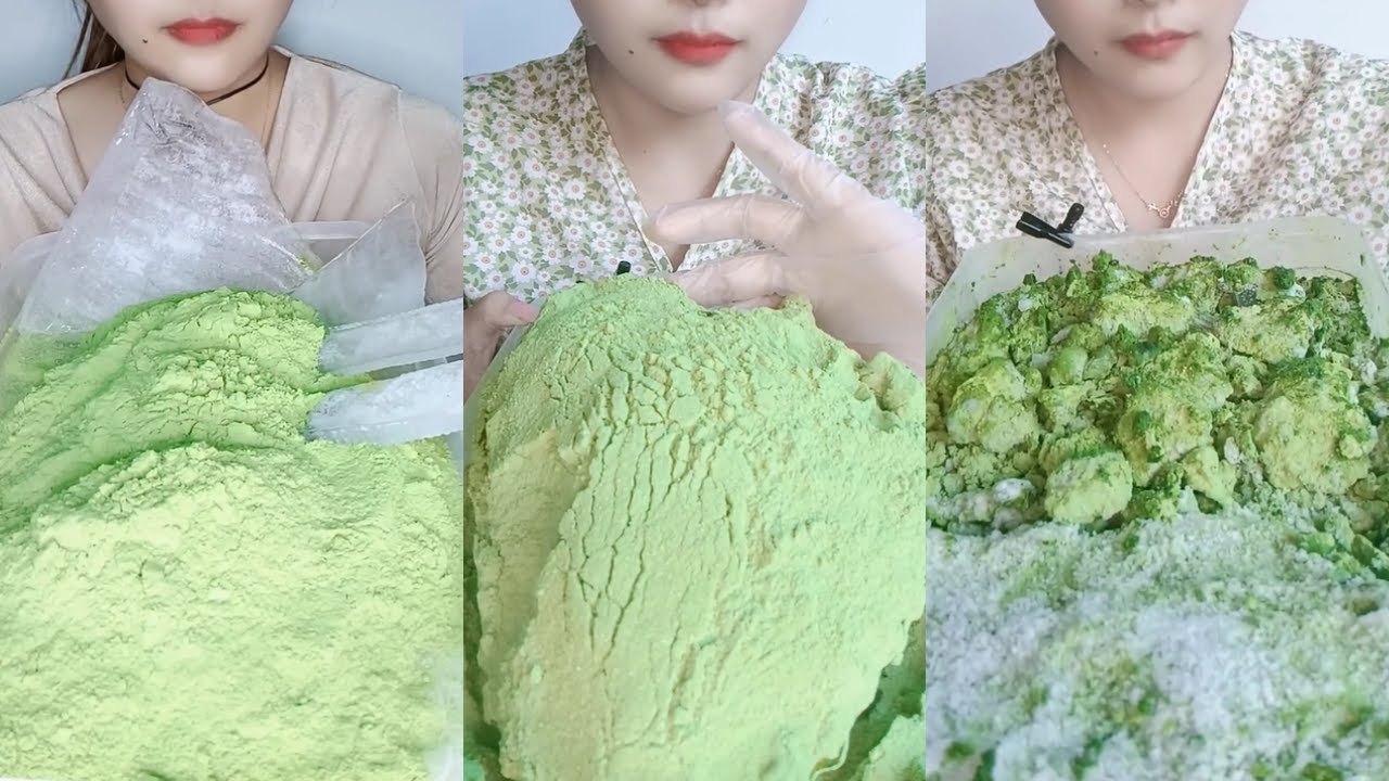 얼음먹방 HEAVY MATCHA POWDERY ICE EATING ASMR P1252 💚🍵 CRUNCH ICE | COATED CHUNK ICE 녹차 | Матча | 抹茶
