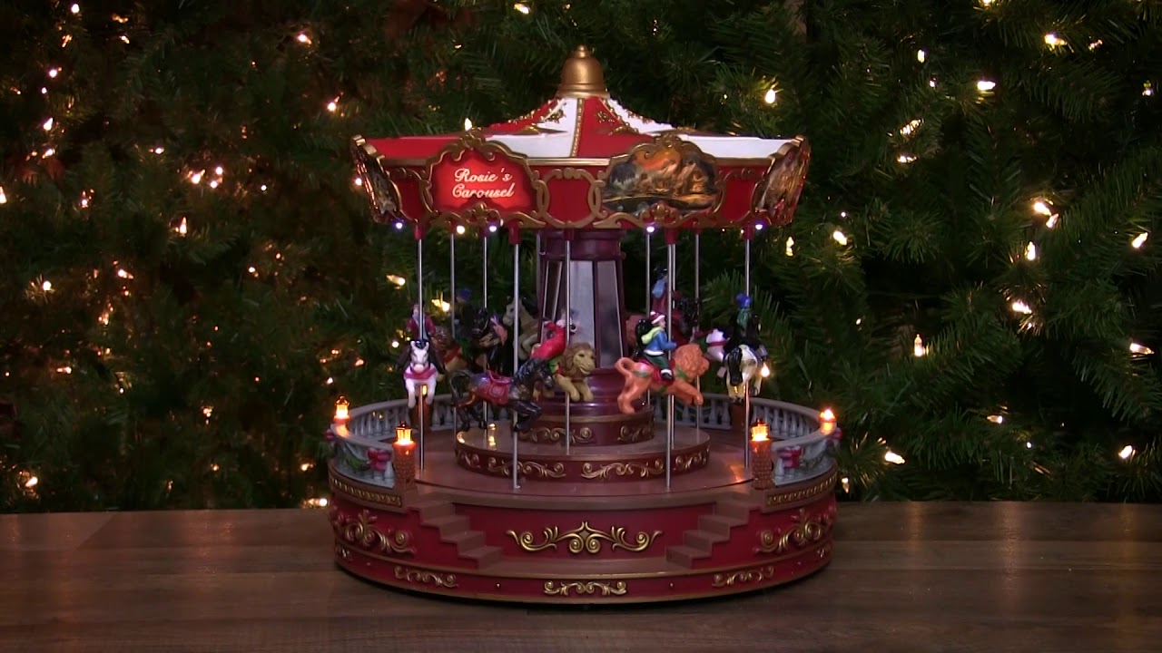 LED Lighted Rosie's Carousel Revolving Christmas Decor with Music - NORTHLIGHT XH27866