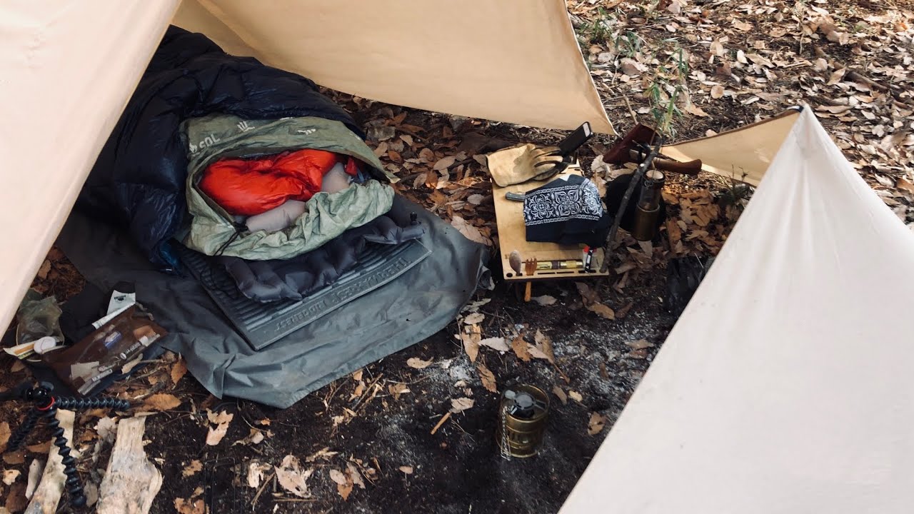 真冬の快眠ミニマムソロキャンプ  Good sleep in winter.(Part45) solo camping minimum equipment.unroof