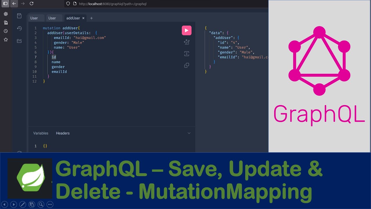 GraphQL Save, Update and Delete using Mutation Mapping - Spring Boot Mysql Database