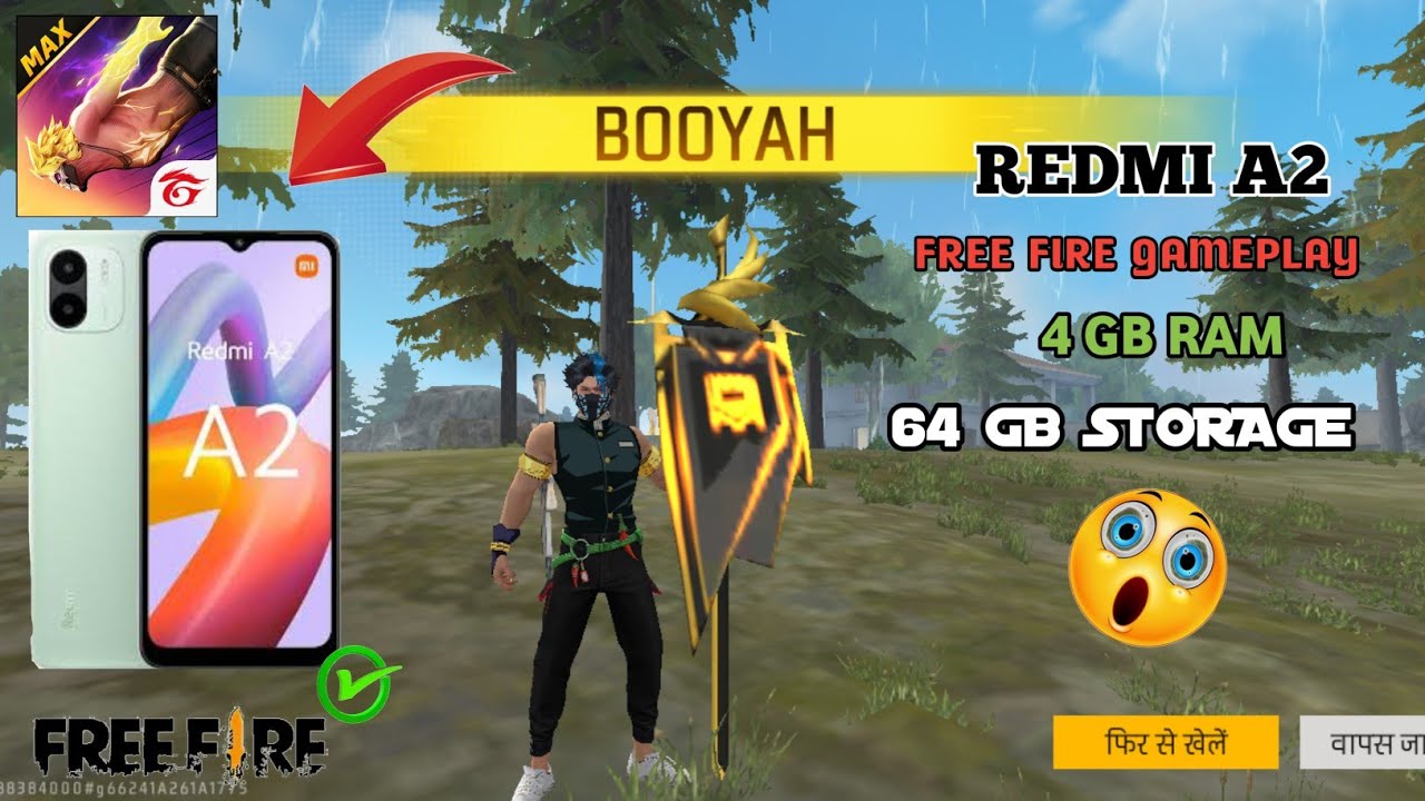 Redmi a2 Free Fire Gameplay Test 🤯 | Playing free fire in redmi a2 | Hiteshking2.0
