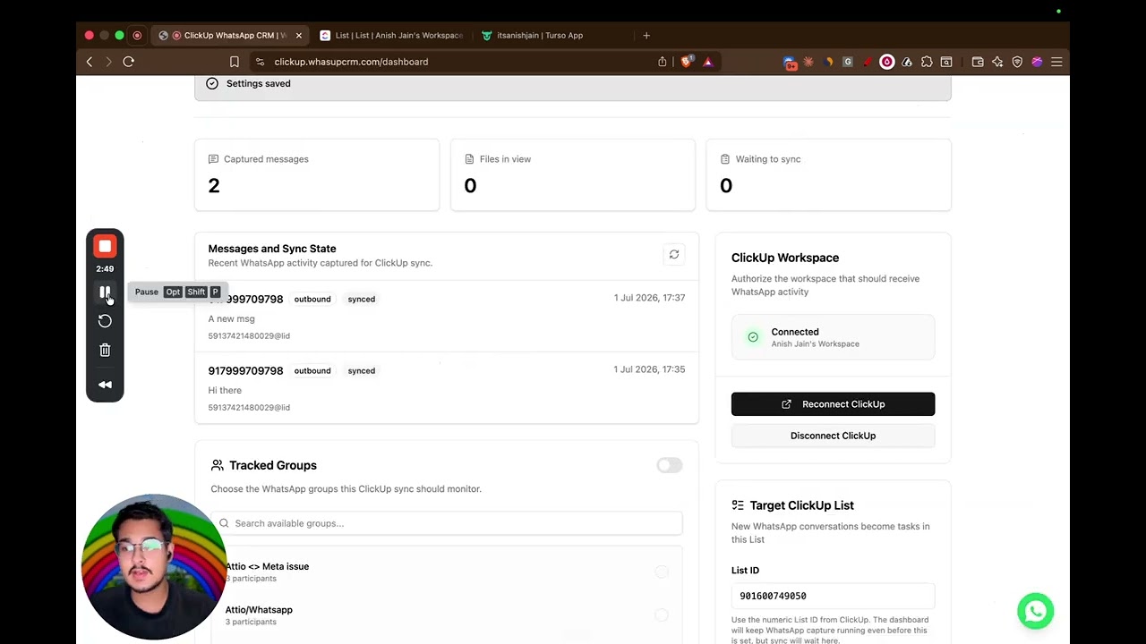 Connect ClickUp with Whatsapp