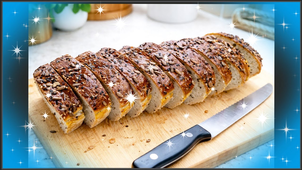 Замечательный рецепт: воздушный,пористый хлеб с семечками😋