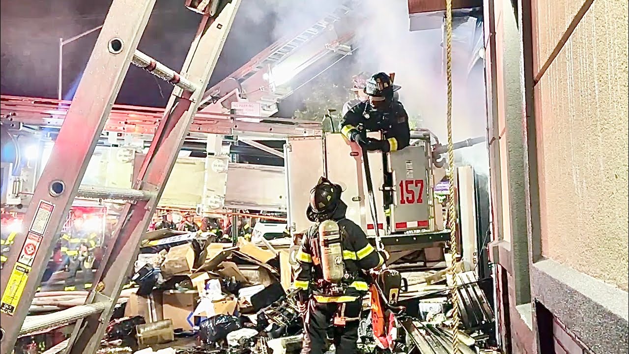 FDNY BOX 2937 ~ FDNY BATTLING A 2ND ALARM FIRE IN 1 STORY WAREHOUSE ON EAST 14TH STREET IN BROOKLYN.