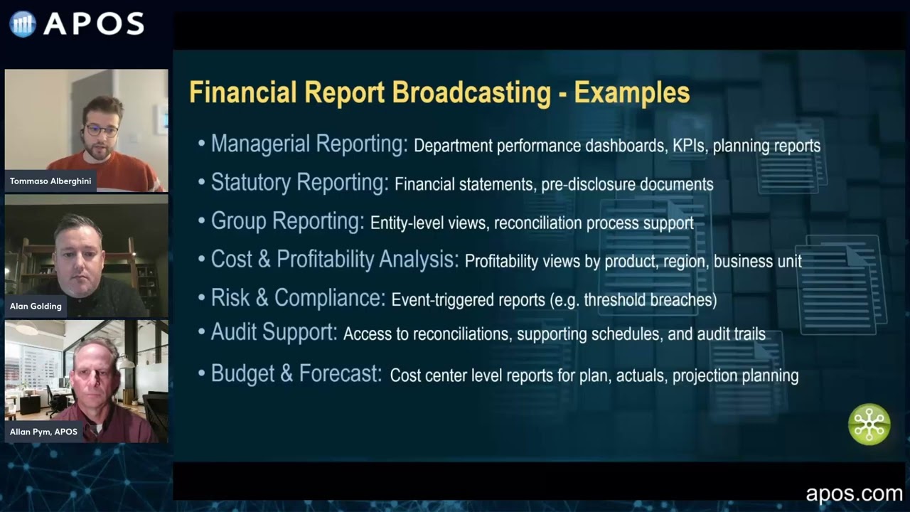 Broadcasting Personalized Financial Reports - APOS Publsher for Cloud