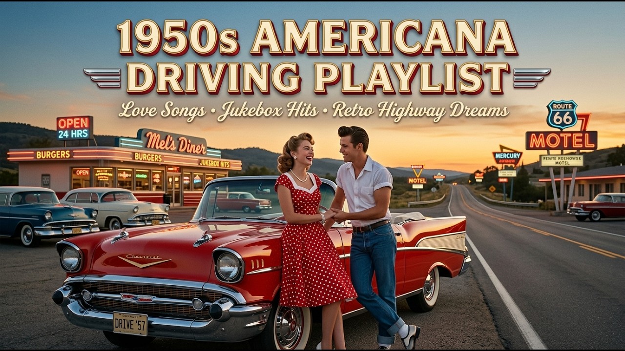 1950s Americana Driving Playlist with Love Songs, Jukebox Hits, and Retro Highway Dreams