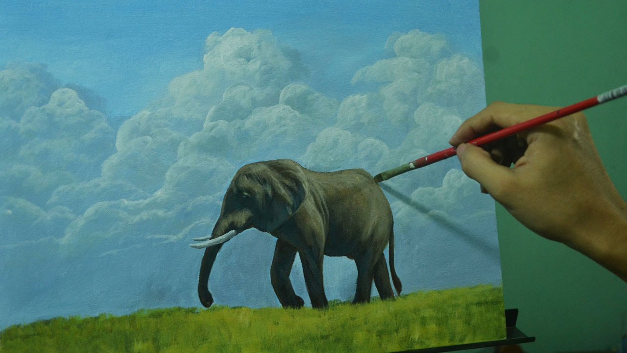 Acrylic Landscape Painting Lesson - The Elephant by JM Lisondra