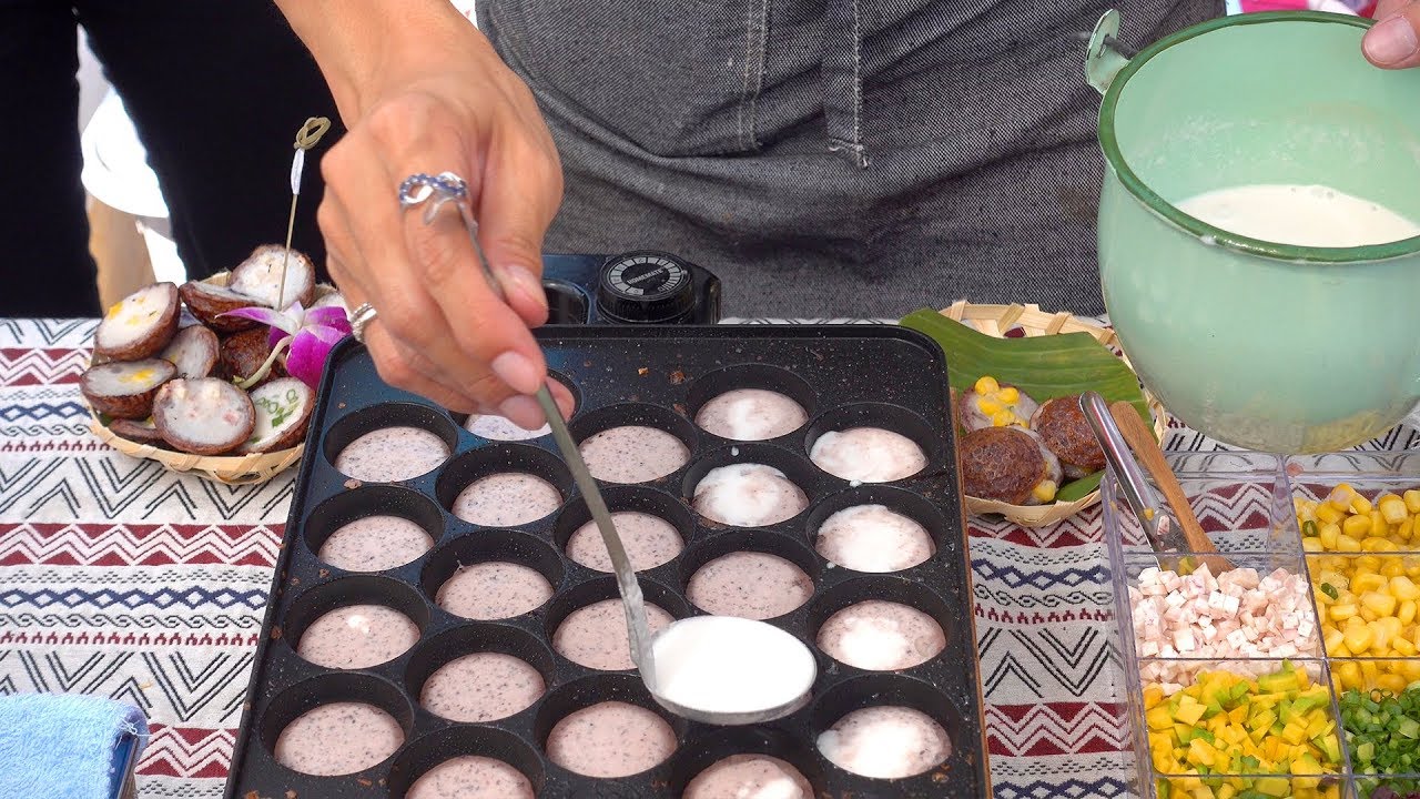 Thailand Street Food - Cooking Kanom Krok Coconut Pancakes