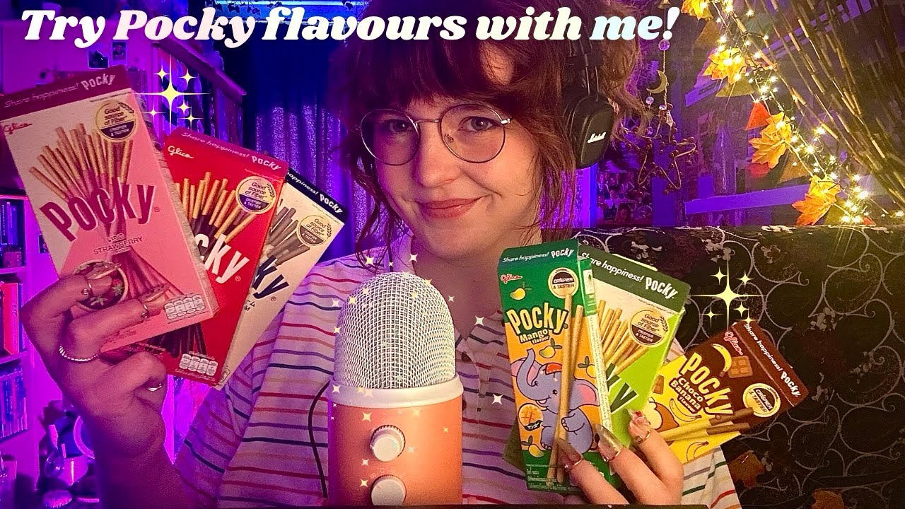 Pocky Mukbang ASMR 🇯🇵 Crunchy chewing + whisper rambles