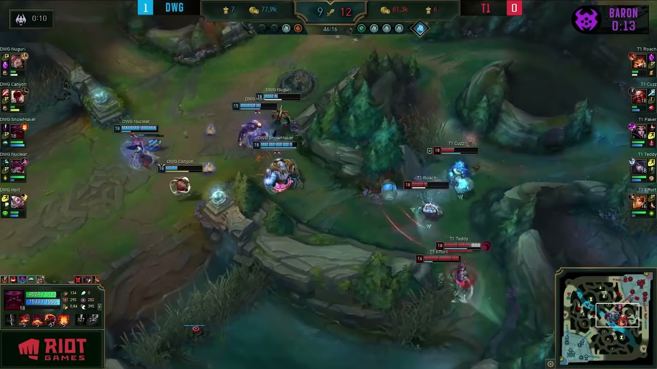 t1 vs 담원 전설의 한타