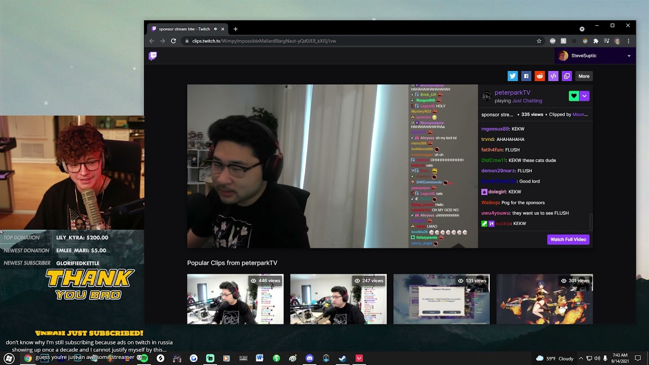 Steve Reacts To A Peter Clip During A Sponsored Stream
