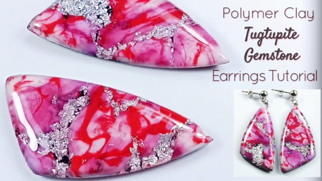 Polymer Clay Faux TUGTUPITE Gemstone ( The Reindeer Stone) Earrings Tutorial / LoviCraft