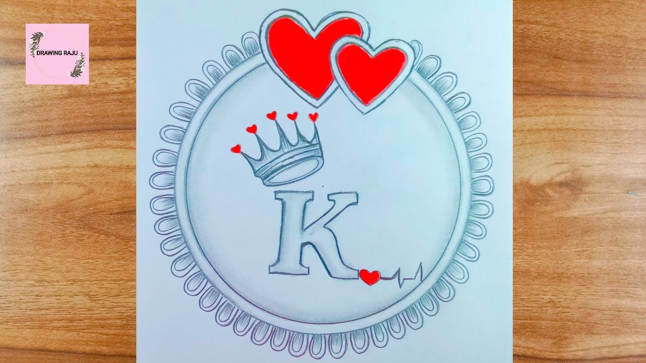 How to make a K letter circle drawing|| K letter circle drawing with pencil sketch for beginners