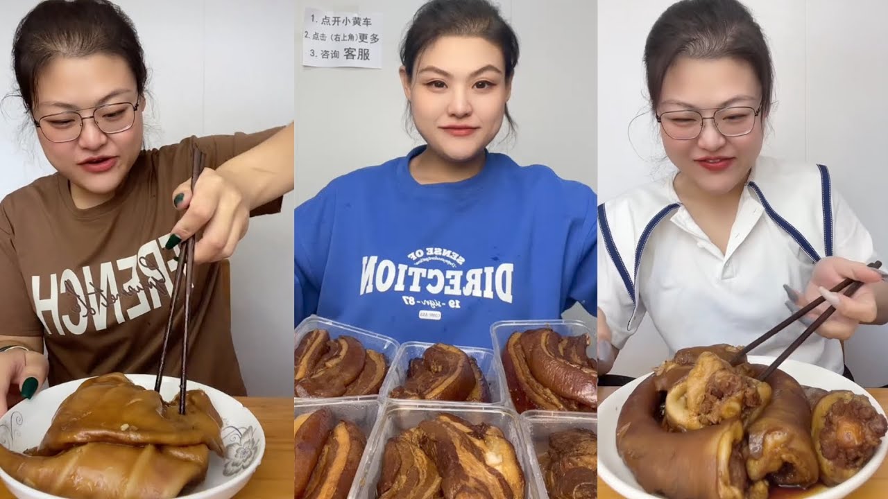 Mukbang Challenge:Eat cow tongue belly rib belly pork skin roll 🥐#mukbang #yummyfood  #eatingsounds