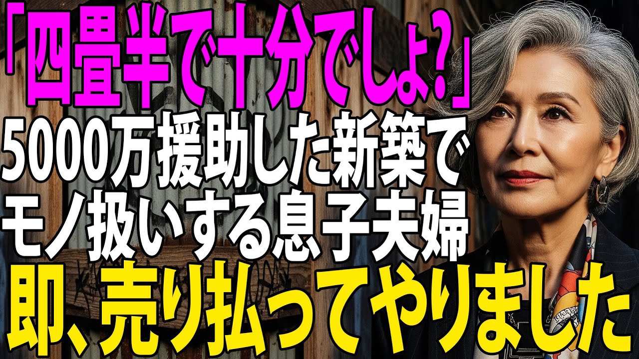 【シニアライフ】「母さんの部屋はここ」新築費用5000万円援助した私に四畳半を押し付ける息子夫婦。その夜、私は静かに微笑み翌日、家の前に現れた”ある人物”を見て2人は半狂乱に【60代以上の方へ】