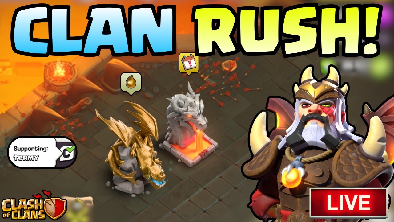 INSANE CLAN RUSH GRIND! 12 CLANS ALREADY DONE! LETS COMPLETE MORE! (Clash Of Clans LIVE)