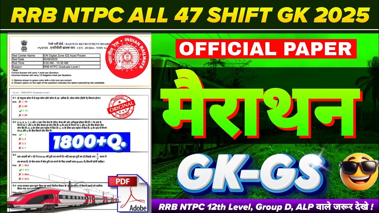RAILWAY GROUP D GK GS 2025 | RRB GROUP-D PREVIOUS YEAR PAPER | GROUP D EXAM ANALYSIS #rrbgroupd 