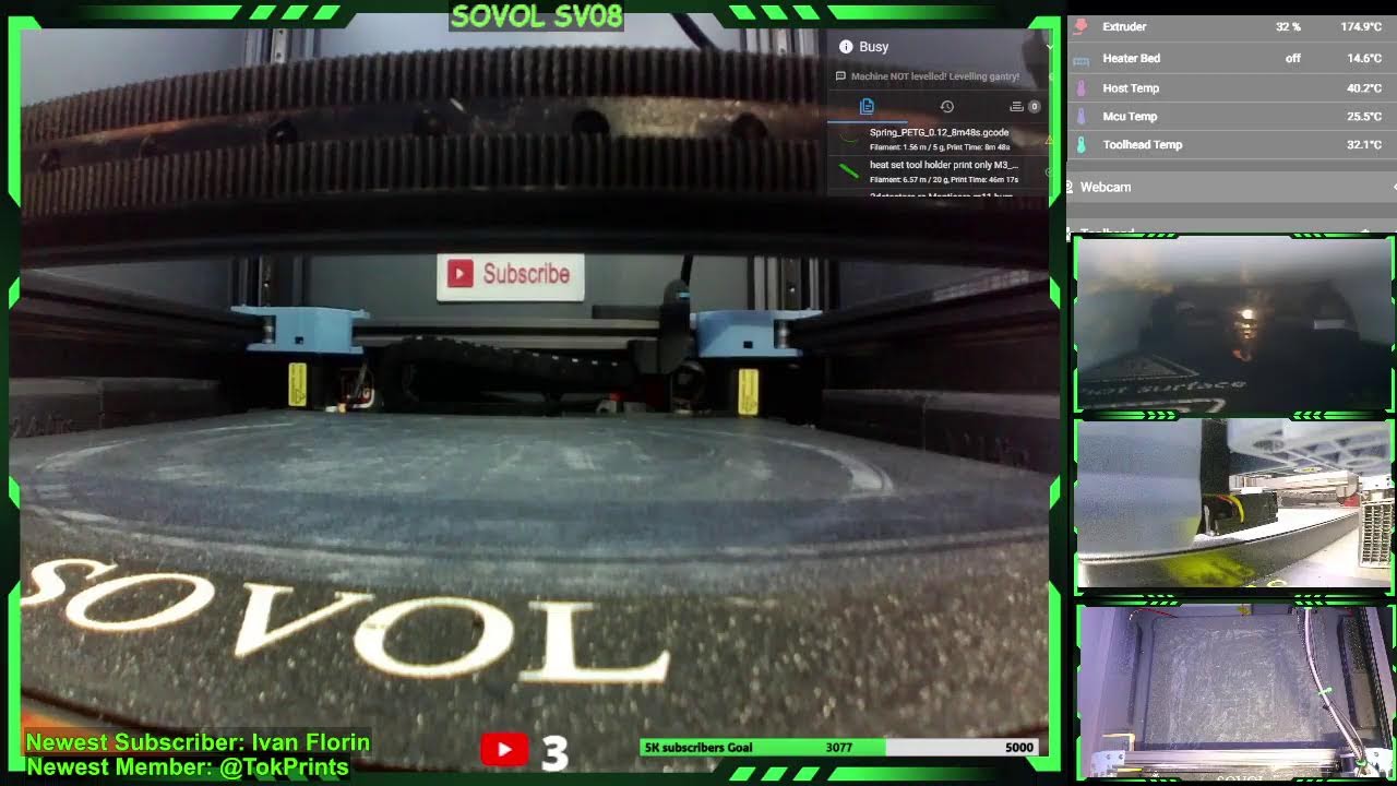 🔴Live - 3D Printer #520 - playing with some klipper /demon setting  #live #3dprinting  #Sovol #sv08